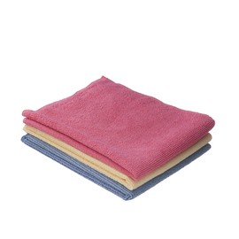 Superio Microfiber Wash Cloth 3-Pack 12x12 Inch, Red Blue and Yellow Micro Fiber Cleaning Cloths, Durable Wash Cloths, Auto Wash, Home Sparkle, All Purpose Cleaner Towels