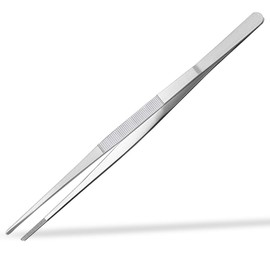 Stainless Steel Long Tweezer Tongs Kitchen Tweezer with Precision Serrated Tips Tweezers for Cooking Tweezers for Sea Food Surgical BBQ Long Cooking Tweezers Straight Tweezers Food Tweezers (12 Inch)