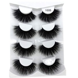 HBZGTLAD NEW 4 Pairs 3D Mink Hair False Eyelashes Criss-cross Wispy Cross Fluffy length 25-30mm Lashes Extension Handmade Eye Makeup Tools (1035)