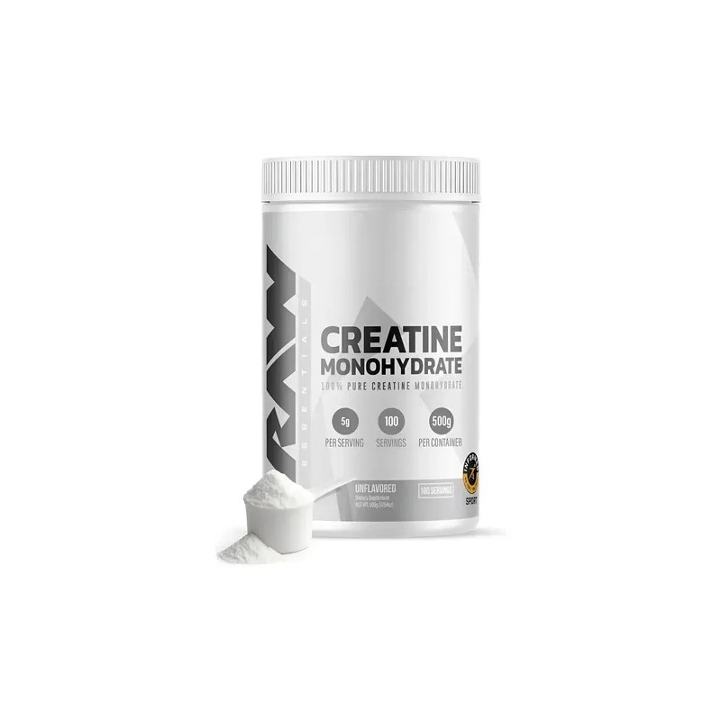 Raw Creatina Monohidratada 500 Gramos 100 Porciones Sabor Sin Sabor