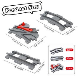 Mailfull Building Blocks Train Rails 32 Pieces City Railway Set Consisting of Cross Track Straight Curves Rails Compatible with Market Leader Railway Rails Children's Toy