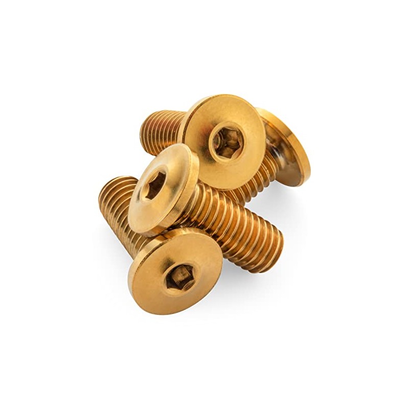 Terske Ultra-Low Profile Superlight Gold Anodized Titanium Bottle Cage Bolts:
