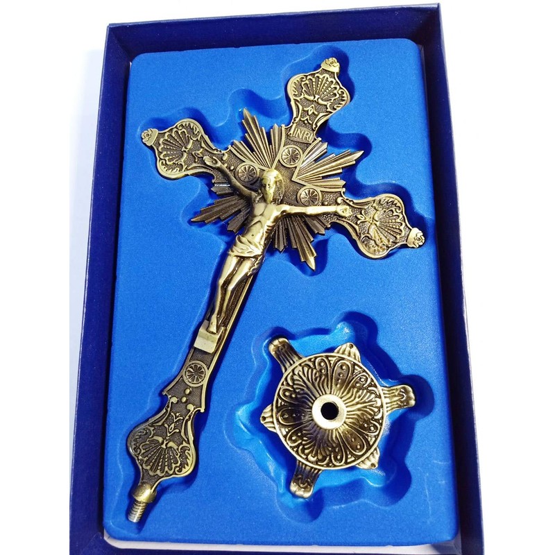 Antique Tone Jesus Cross Wall Hanging Type St Benedict Prayer