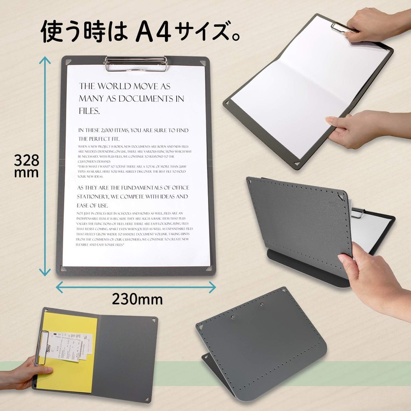 Plus A4 Clipboard Foldable to A5 Size + Dark Gray