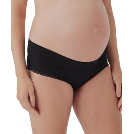 Pact Organic Cotton Maternity Foldover Hipster Underwear for Pregnancy Postpartum, 4 pack Black