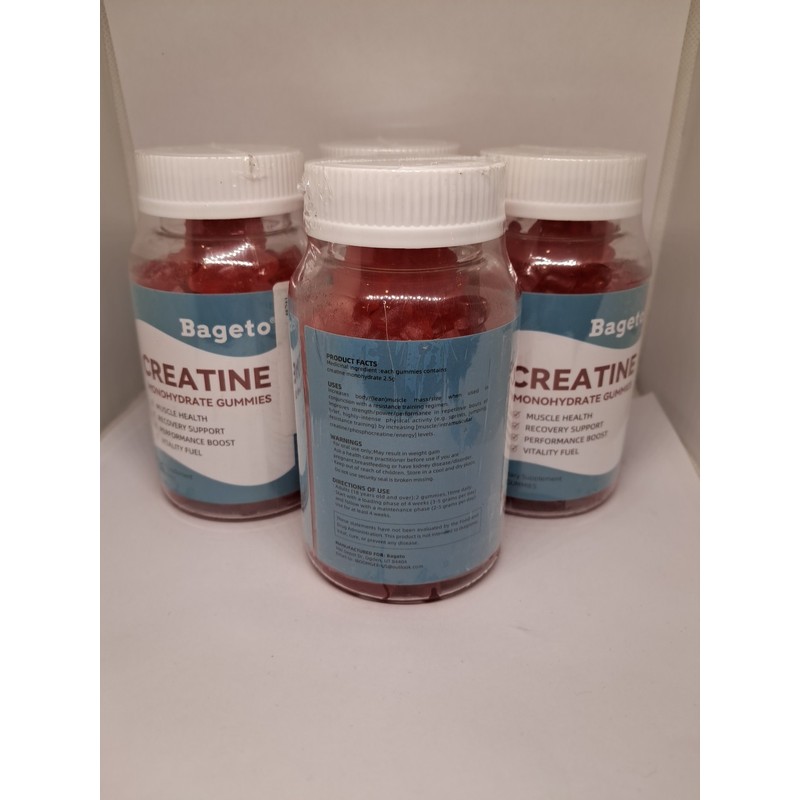 Bageto Lot Of 4 Bageto Creatine Monohydrate Gummies Strawberry 60ct