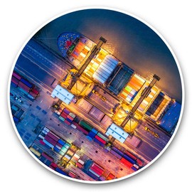 Awesome Vinyl Stickers (Set of 2) 7.5cm - Container Ship Port Cargo Freight Fun Decals for Laptops,Tablets,Luggage,Scrap Booking,Fridges #44706