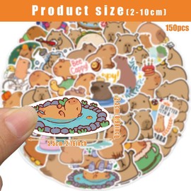 Capybara Water Dolphin Sticker Set, 150 Pieces Cute Animal Stickers, Animal Stickers, Children's Sticker Set, Cute Decoration for Car, Laptop, Skateboard, Bicycle, Moped, Motorcycle, Bicycle, Computer
