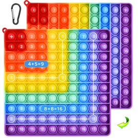 Popit XXL Fidget Toys, Pop It, Push Pop Bubble Fidget Sensory Toy, Stress Relief Sensory Toy, Rainbow Multiplication Board, Multiplication for Children, Learning Toy for Addition (A2)