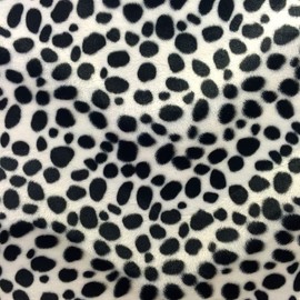 Fashion Fabrics LLC White Velboa Faux Fur Dalmatian Fabric - Sold by Yard
