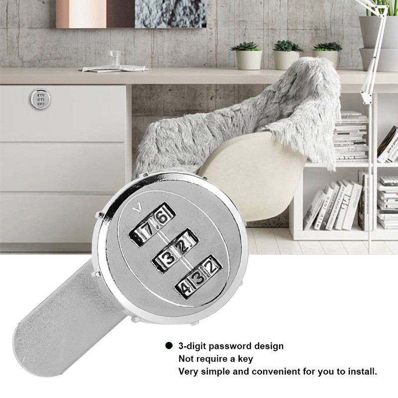 2pcs 30mm/1.18in 3-Digit Mechanical Code Password Lock for Cabinet Wardrobe