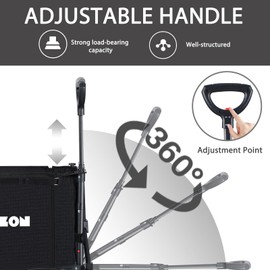 Collapsible Folding Wagon, Heavy Duty Collapsible Wagon Cart, Foldable Utility Grocery Wagon for Camping, Sports, Garden, Shopping, Black - 330 lbs Capacity (Black)