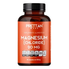 Cloruro De Magnesio 20mg 90 Cápsulas Vitamina 500mg Prettan                                                                                           