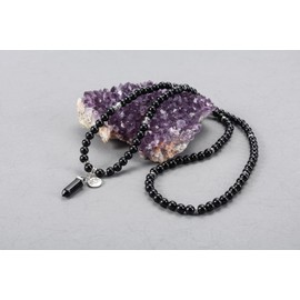 Jovivi 108 Mala Beads Bracelet 8mm Natural Black Obsidian Healing Crystal Stone Mala Prayer Bead Necklace Hexagonal Prism Gemstone Reiki Pointed Pendant for Yoga Meditation Energy Balancing