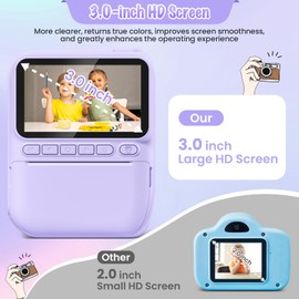 Kids Camera Instant Print, 3.0" HD 32MP Kids Camera Birthday Gifts for 3 4 5 6 7 8 9 10 11 12 Year Old Girls Boys Toddler, 1080P Digital Video Toy Camera with 32GB SD Card-Purple