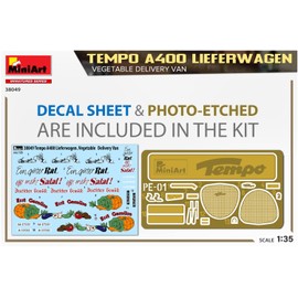 Mini Art 38049 1:35 Tempo A400 Van Vegetable Shop - Faithful Replica, Model Building, Plastic Kit, Truck Kit, Car Kit, Kit for Adults
