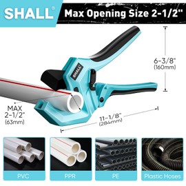 SHALL 2.5" (63mm) Plastic Pipe Cutter, PVC Cutter, Ratchet Pipe Cutter for Cutting 63mm OD PEX, PVC and PPR Plastic Hoses High Quality Plastic Pipe
