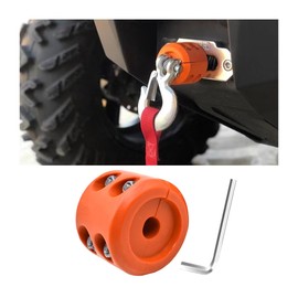 Bittwee Car Rubber Winch Stopper for ATV UTV Truck, Cable Saver Hook Stopper Line for Synthetic Rope, Bump Shock Saver Dampener with Stainless Steel Screw and Nut, Quick Installation Tool (Orange)
