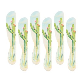 UPware 6 Inch Cheese and Butter Spreader 6-Piece Melamine Multipurpose Cheese Spreaders for Cream, Cheese, Jelly, Mayo, Frosting, Sandwich, Cheese Spreader Set (Cactus Garden)
