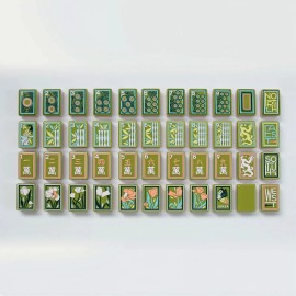 Wholesale  Wood Grain Heritage Custom Travel Mahjong Set 160 Engraved 4 Layer Acrylic Luxury American Mahjong TilesSize: 1.24inch * 0.9inch * 0.63inch, Color: Art Green