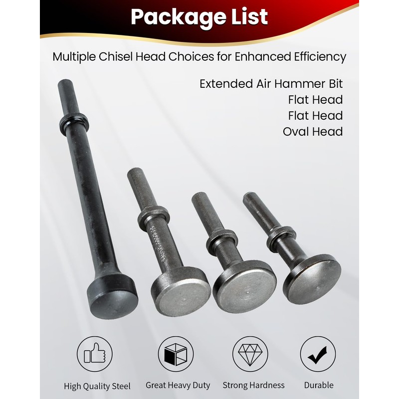 DUPDMKIN Air Hammer Bits Air Hammer Attachments Kit with 0.401"(10mm)