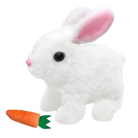 donciety Rabbit Toy, Realistic Rabbit Toy, Cuddly Toy, Rabbit, Bouncing Rabbit, My Realistic Toy, Interactive Rabbit Toy, Easter Gifts for Children, Boys, Girls (White)