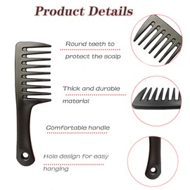 Mini Hair Combs - 2 Pack Small Wide Tooth Detangling Comb for Women, Travel, Shower - Curly, Long, Wet/Dry Hair - Best for Reducing Hair Loss (Black)