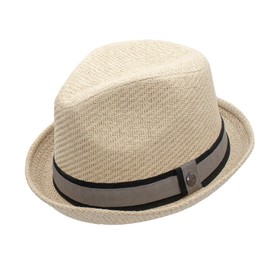 Peter Grimm Depp Fedora Hat, Natural Grey/Black, Large-X-Large