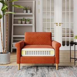 Vesgantti Orange Compact Single Sofa - Foam Pocket Spring Hybrid Upholstered Couch - Modern Armchair for Living Room, Bedroom, Apartment, Home Office - Small Space Furniture - Tool-Free Assembly