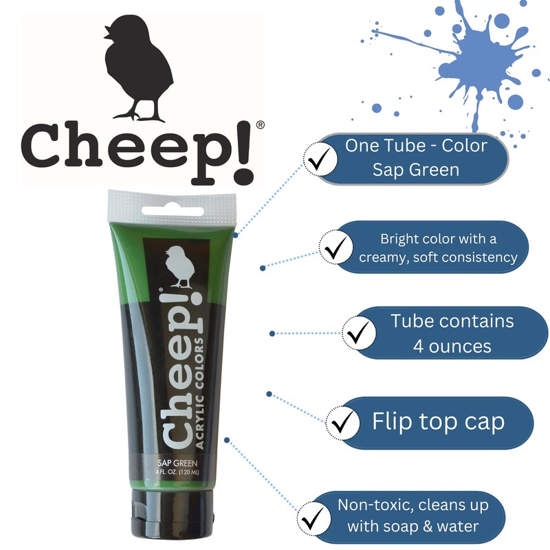 Cheep! Acrylic Paints, 4 oz. Tube - Sap Green, Perfect