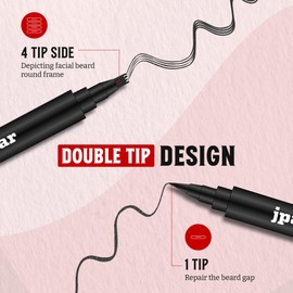 Beard Pencil Filler for MenBeard Filler for Men Waterproof Beard Filling Pen Kit - Long Lasting Beard Filler Pen with Brush Water Proof Beard pen black