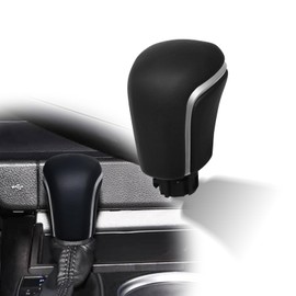 nuoozy Gear Shift Knob Compatible with Toyota Camry 2018-2024 Corolla 2018-2023 Avalon 2019-2023 CHR 2022-2023 Shifter Knob Handle Black Leather Silver