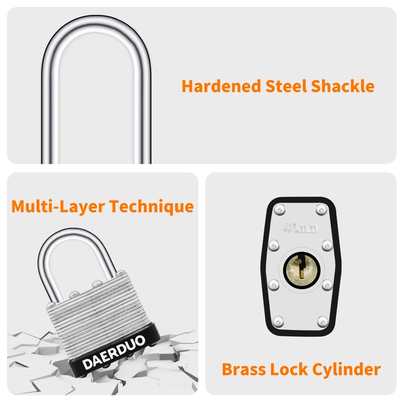 DAERDUO 24 Pack 40 mm (1-9/16") Keyed Alike Laminated Padlocks