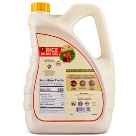 Gourmanity Rice Bran Oil, Bulk 1.32 Gallon Easy Pour Bottle, Heart Healthy Oil Made From 100% Pure Rice Bran, Perfect for Cooking, Frying & Skincare, Non GMO, Halal, Kosher (169 fl oz/1.32 gal)