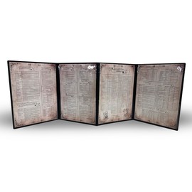 Schermo Dungeon Master con Vassoio per Dadi DOJA Hobbies, DM Screen DnD Pieghevole 4 Pannelli in Pelle Sintetica Dorata con Tasche Personalizzabili, Accessori Dungeons & Dragons Gioco di Ruolo