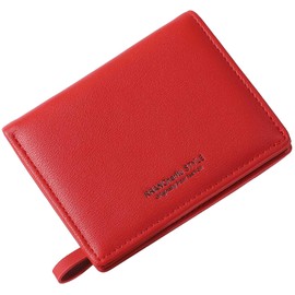 RRANCharltu Women's Small Leather Purse, Short Women's Mini Purse with Zip, Coin Compartment, Wallet, red