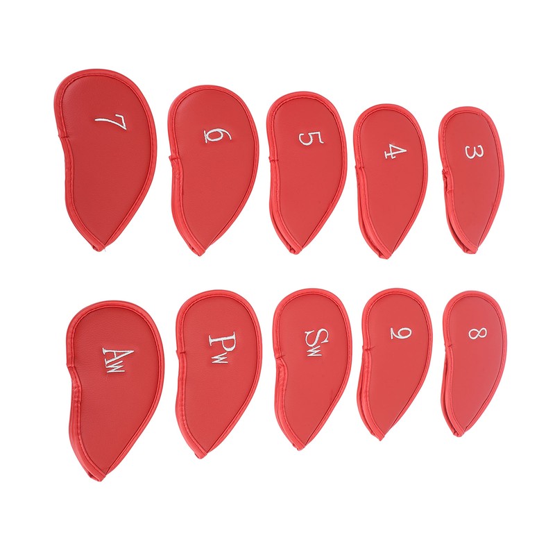 10PCS Golf Club Head Cover PU Leather Protective Abrasion Resistant