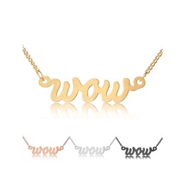 modabilé Wow Women's Necklace Pendant 925 Sterling Silver (1.2 mm Wide I 42-47 cm) I Silver Chain Rhodium-Plated I Rose Gold I Black, Sterling Silver