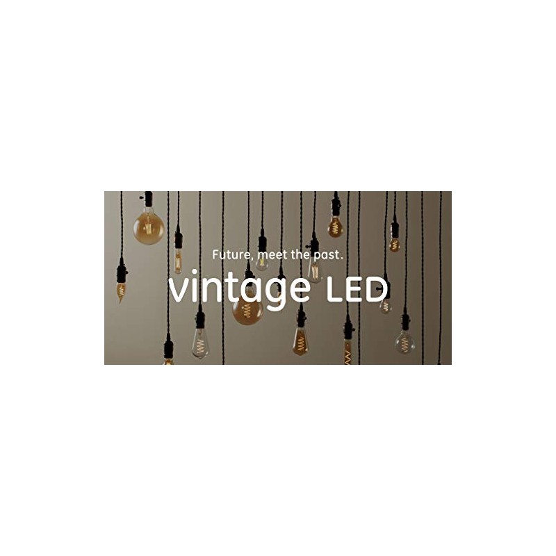 (2 bulbs) GE 48556 Vintage Style, Amber Glass A19 LED