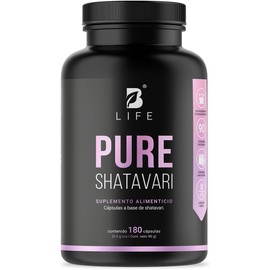 Shatavari Puro - 1000 mg por porción. Adaptógeno | Equilibrio para mujeres.180 cápsulas. Ingredientes Naturales. Pure Shatavari. B Life