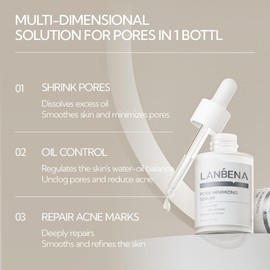 LANBENA Pore Skin Care Serum Facial Essence, Minimize Enlarged Pores, for Tightening Pores, Shrinking Pores + Relieving Dryness + Oil Control Firming + Moisturizing (New Packing)
