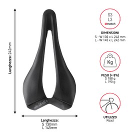 Selle Italia SLR Advan - Sella Bicicletta da Strada in Acciaio Manganese, Rivestimento Leggero, Foro Superflow, Leggera e Comoda - Taglia L3, Nero