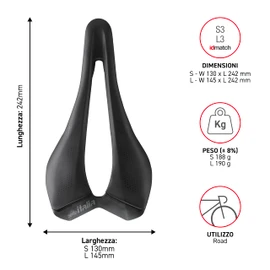 Selle Italia SLR Advan - Sella Bicicletta da Strada in Acciaio Manganese, Rivestimento Leggero, Foro Superflow, Leggera e Comoda - Taglia L3, Nero
