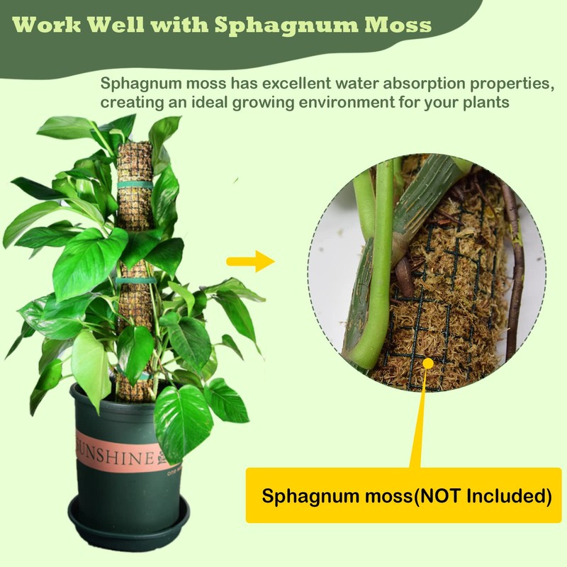 Moss Pole DIY Kit, 6.6/13.2/26.4ft Metal Moss Pole for Plants
