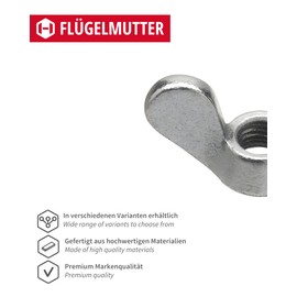 Gedotec Wing Nut DIN 315 | M6 | Pack of 20 | Galvanised Steel, Rustproof | Butterfly Nut, Threaded Nut, Wing Screws | DIY Tools, Hand Screw, Home Maintenance, Corrosion Resistant