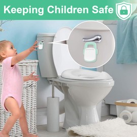 Baby Proofing Toilet Locks, Child Safety Toilet Lock,Toilet Flush Child Safety Lock with Round Button,Toilet Locks for Toddlers Kids Children,Strong Adhesive Toilet Lock for Bathroom Washroom(2pcs)