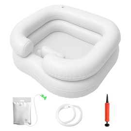NAVESO 4PCS Inflatable Hair Wash Basin, Portable Hair Washing Basin, Foldable Hair Washing Aids for Disabled, PVC Inflatable Shampoo Basin for Elderly Pregnant Women Kids Seniors in Bed and at Home