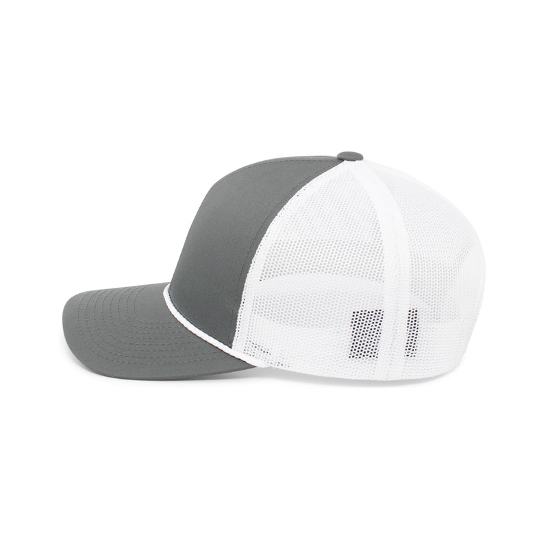 Pacific Headwear Trucker Snapback Braid Cap, Graphite/White/Graphite