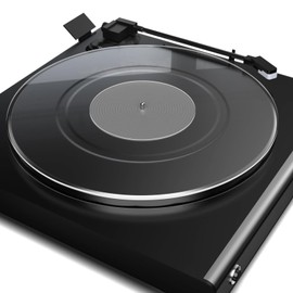 Turntable Mat, Acrylic Turntable Plate, Anti-Static Noise Reduction Turntable Slipmat, Suitable for 12 Inch Turntable (Transparent Black)