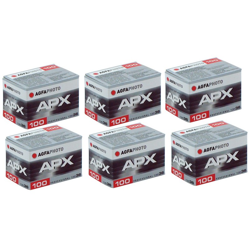 6pcs Agfa APX 100 135-36 Professional B&W Film